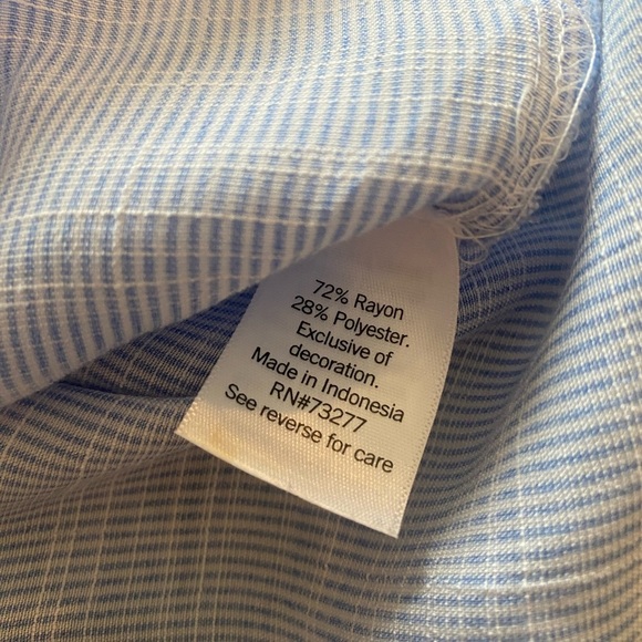 Lauren Conrad Blouse blue white Stripe Peasant Bow Sleeve XXL Button plus size - Picture 8 of 9